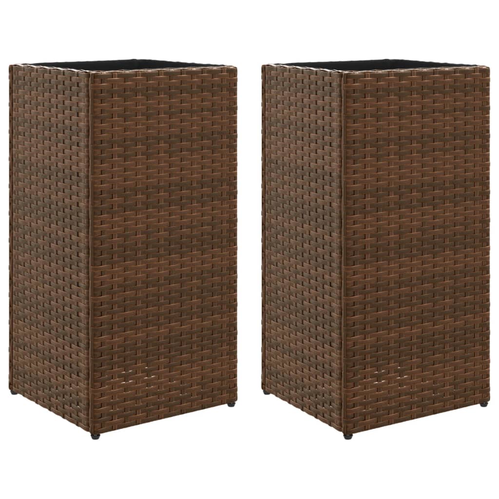 Vidaxl Planters 2 St 30x30x60 cm Poly Rattan Brown