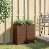 Vidaxl Planters 2 St 30x30x60 cm Poly rattan brąz