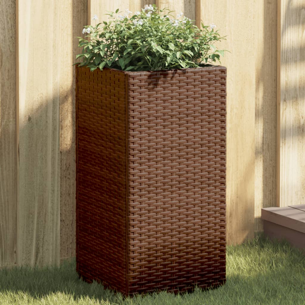 Vidaxl Planters 2 St 30x30x60 cm Poly rattan brąz