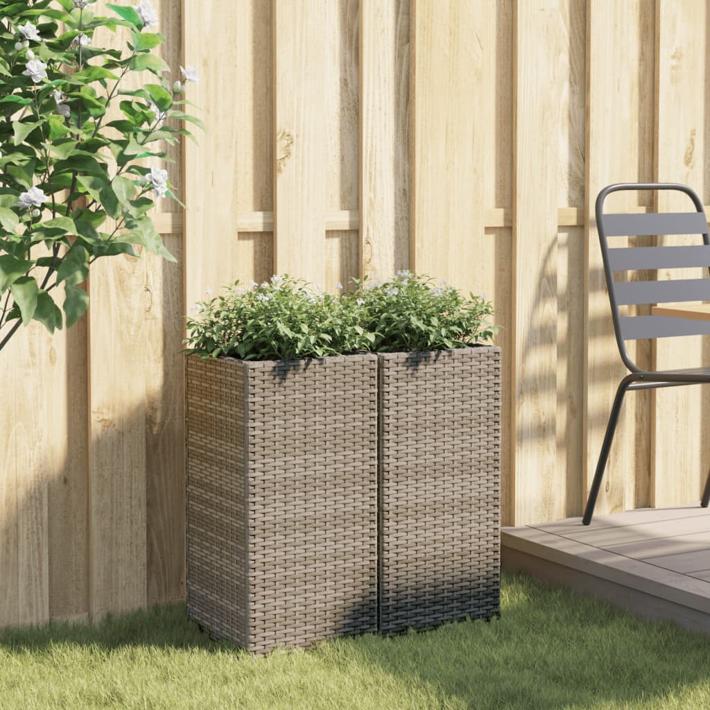 VIDAXL -Pflanzer 2 ST 30x30x60 cm Poly Rattan Grau