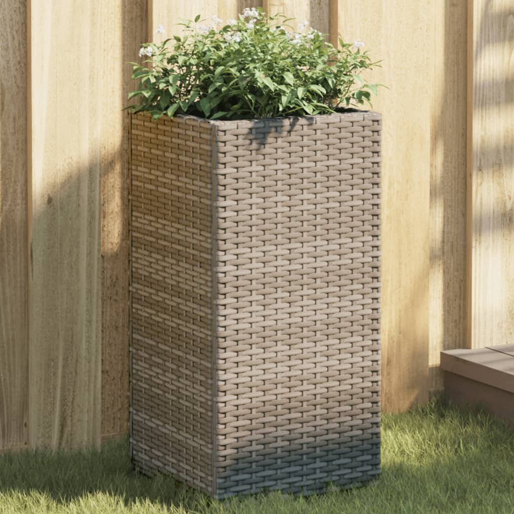 VidaXL Plantenbakken 2 st 30x30x60 cm poly rattan grijs