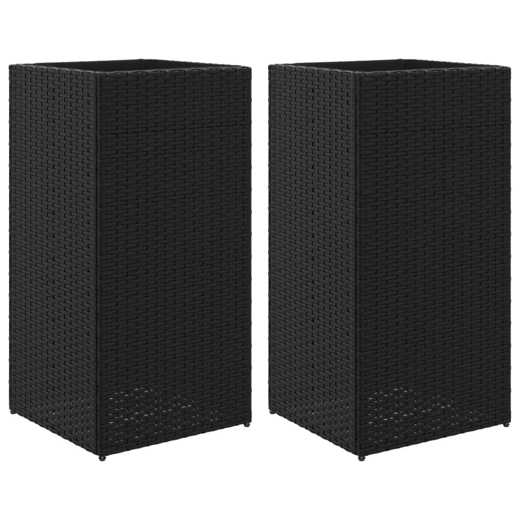 Vidaxl -Pflanzer 2 ST 40x40x80 cm Poly Rattan Schwarz