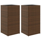Vidaxl plantenbakken 2 st 40x40x80 cm poly rattan bruin