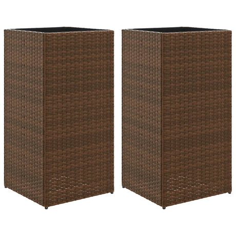 Vidaxl plantenbakken 2 st 40x40x80 cm poly rattan bruin