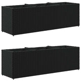 Vidaxl plantenbakken met 3 potten 2 st 105x30x32 cm poly rattan zwart