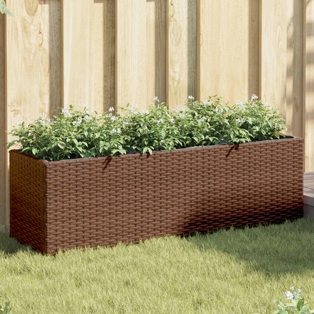 Jardinières vidaxl avec 3 pots 2 pcs 105x30x32 cm en brun en rotin