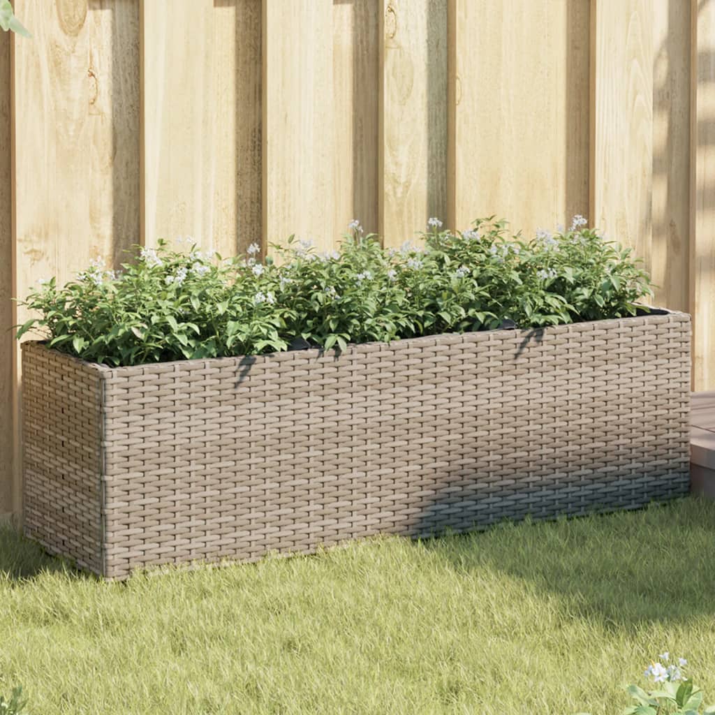 Vidaxl plantenbakken met 3 potten 2 st 105x30x32 cm poly rattan grijs
