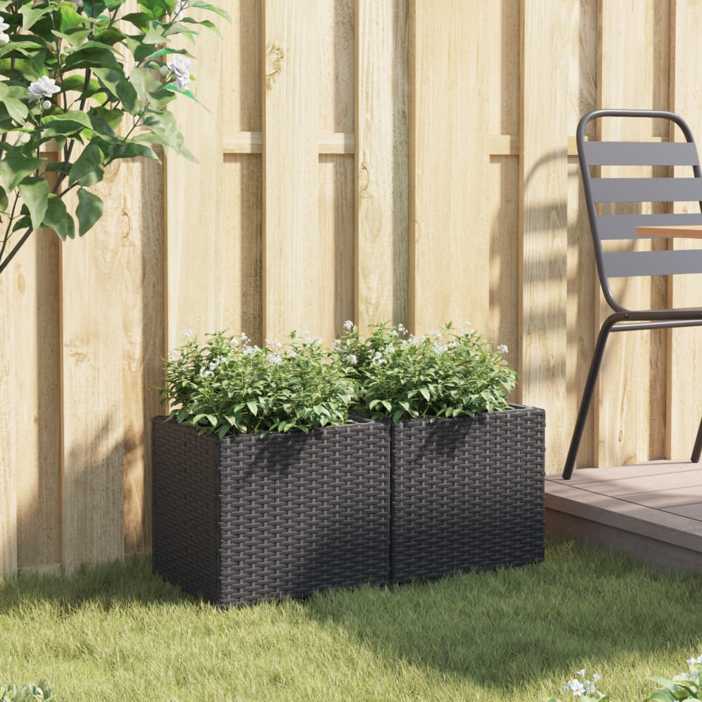 Plantadores Vidaxl 2 ST 36X30X32 CM Poly Rattan Negro