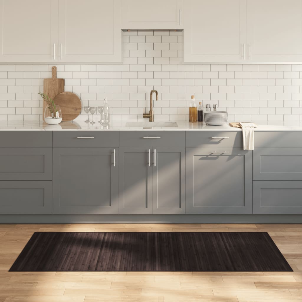 Vidaxl vloerkleed rechthoekig 80x200 cm bamboe donkerbruin