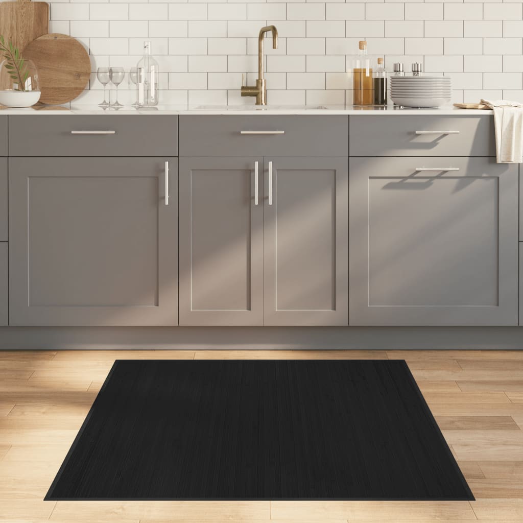 Vidaxl vloerkleed vierkant 100x100 cm bamboe zwart
