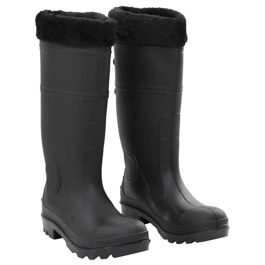 Vidaxl Rain Boots avec chaussettes amovibles Taille 38 PVC Black