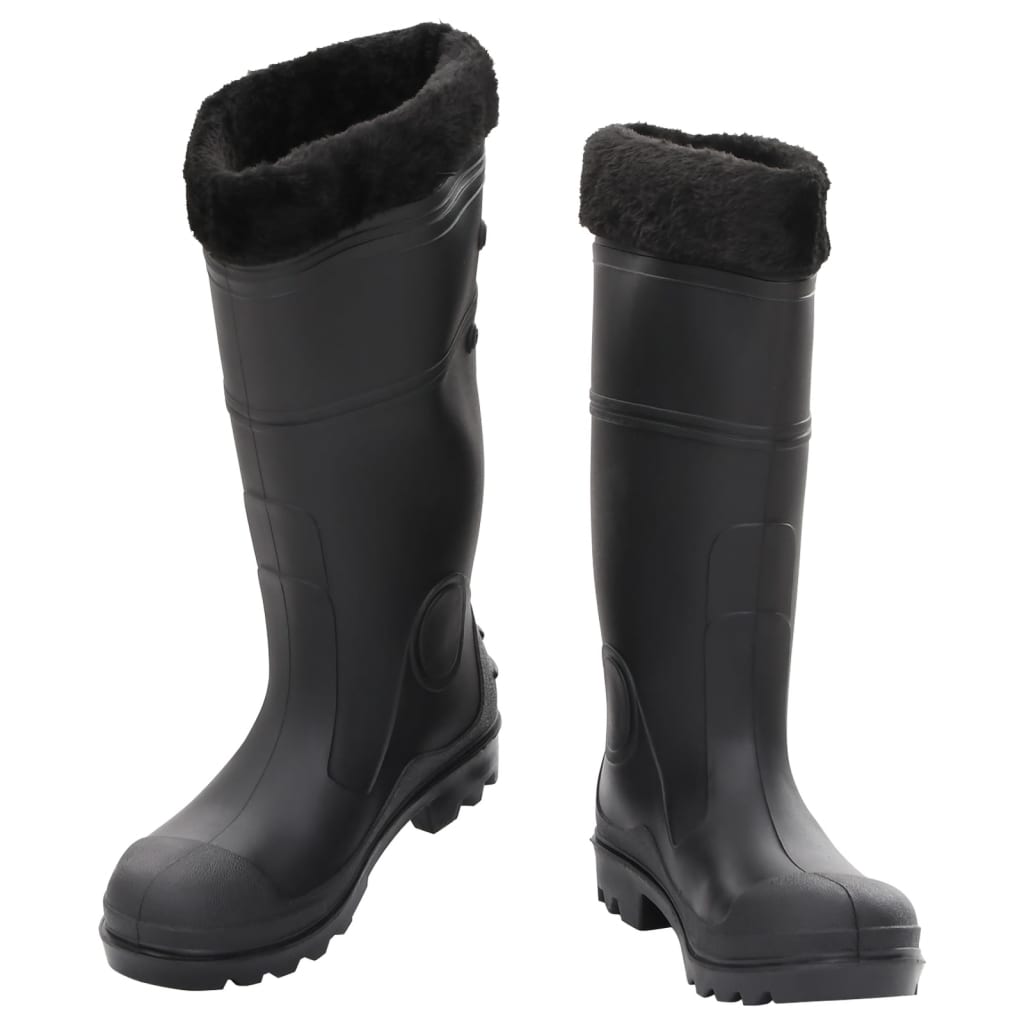 Vidaxl Regenstiefel mit abnehmbaren Socken Größe 38 PVC Schwarz