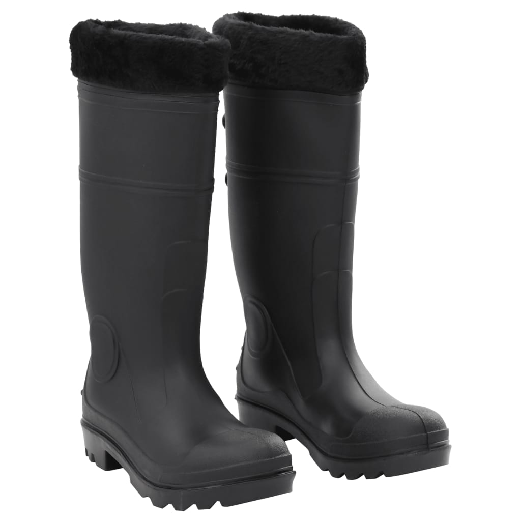 Vidaxl Regenstiefel mit abnehmbaren Socken Größe 39 PVC Schwarz