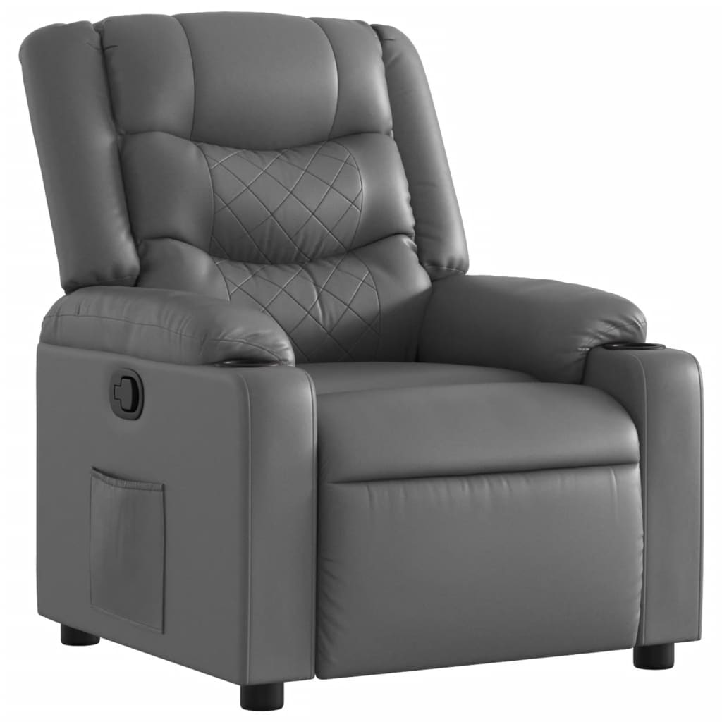 Vidaxl fauteuil verstelbaar kunstleer grijs