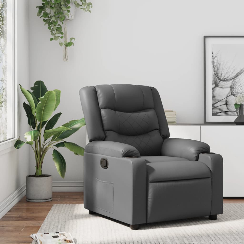 Vidaxl fauteuil verstelbaar kunstleer grijs