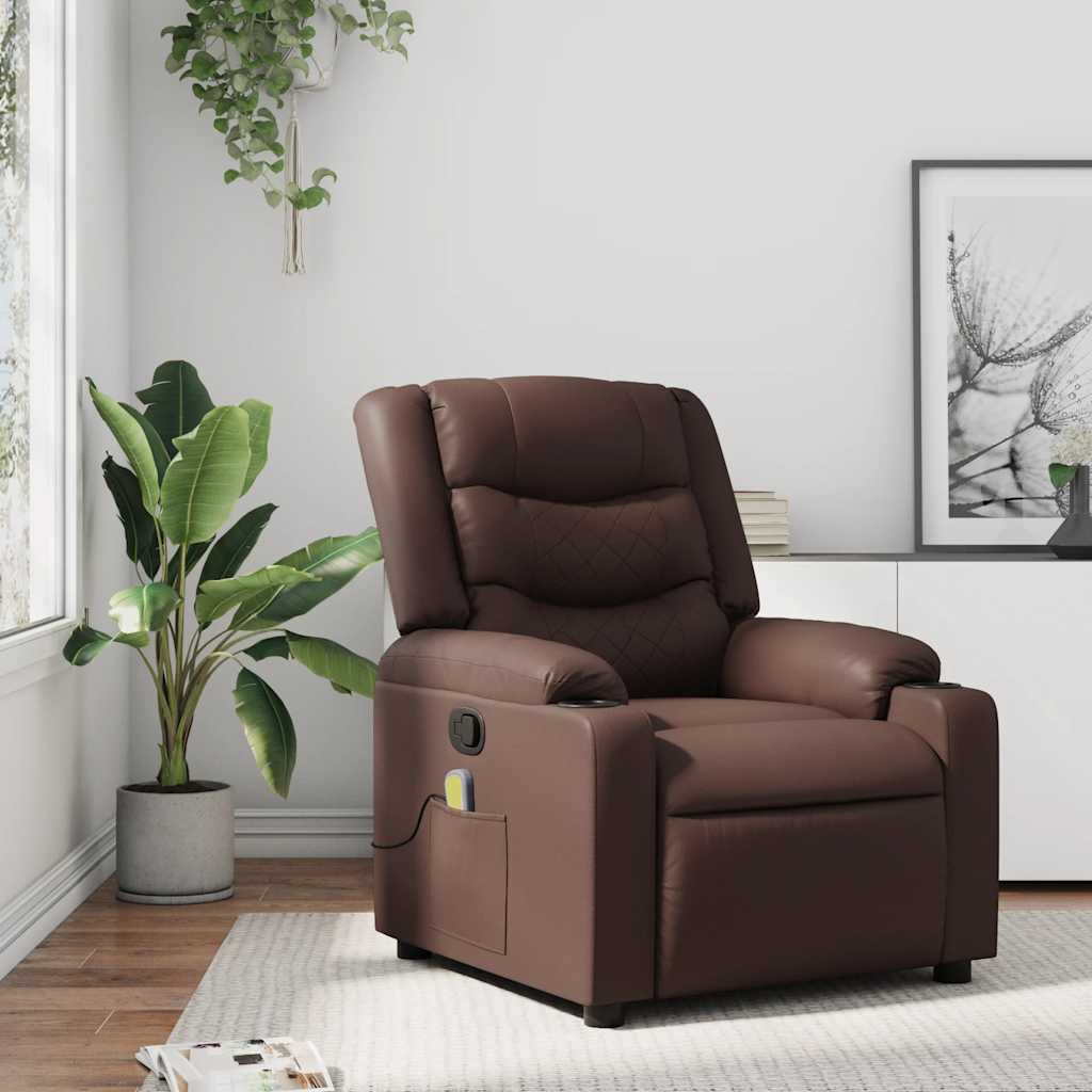 Vidaxl massagestoel verstelbaar kunstleer bruin
