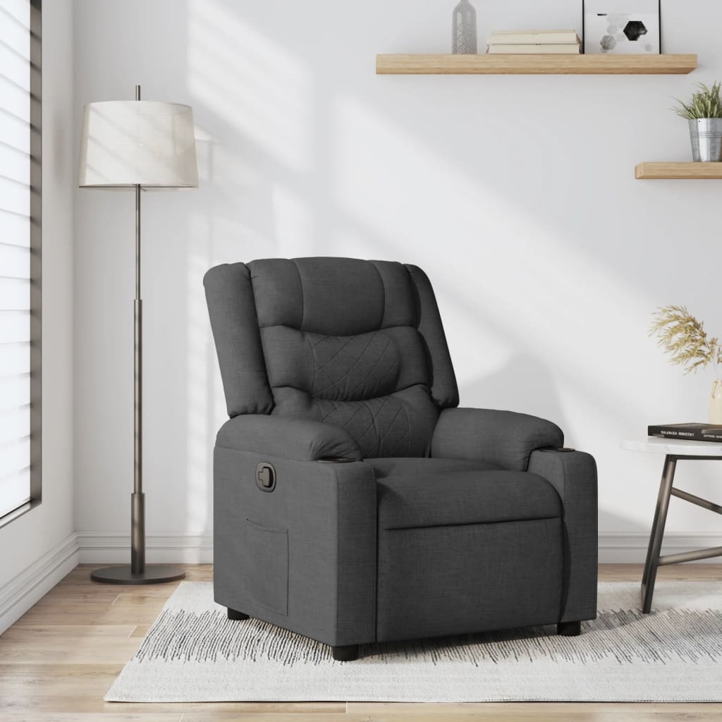 Vidaxl fauteuil verstelbaar stof donkergrijs
