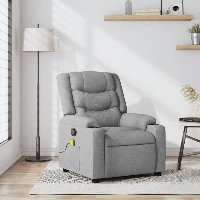 Vidaxl massagestoel verstelbaar stof lichtgrijs