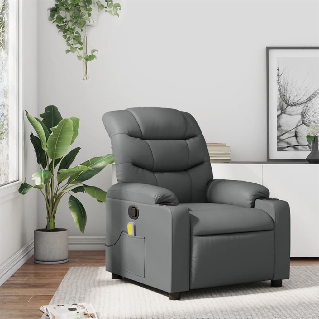 Vidaxl massagestoel verstelbaar kunstleer grijs