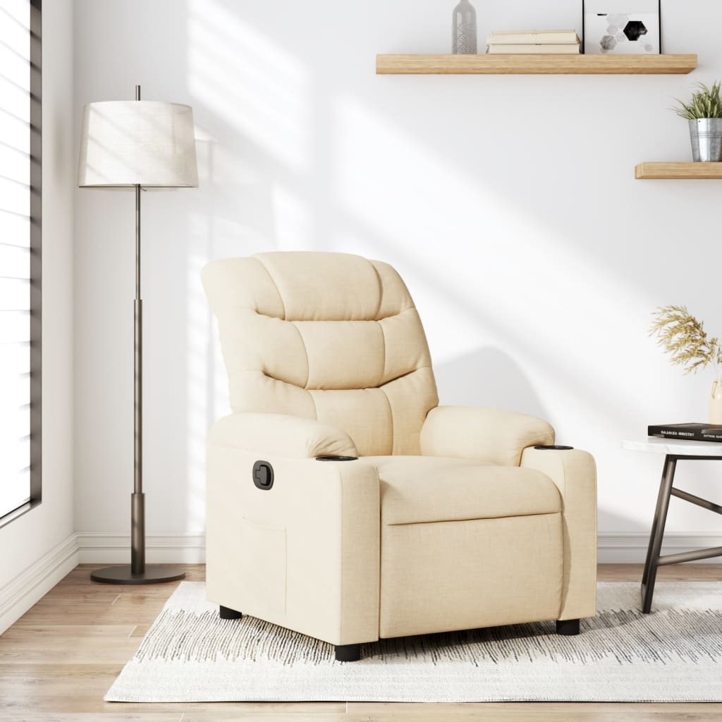 Vidaxl fauteuil verstelbaar stof crèmekleurig