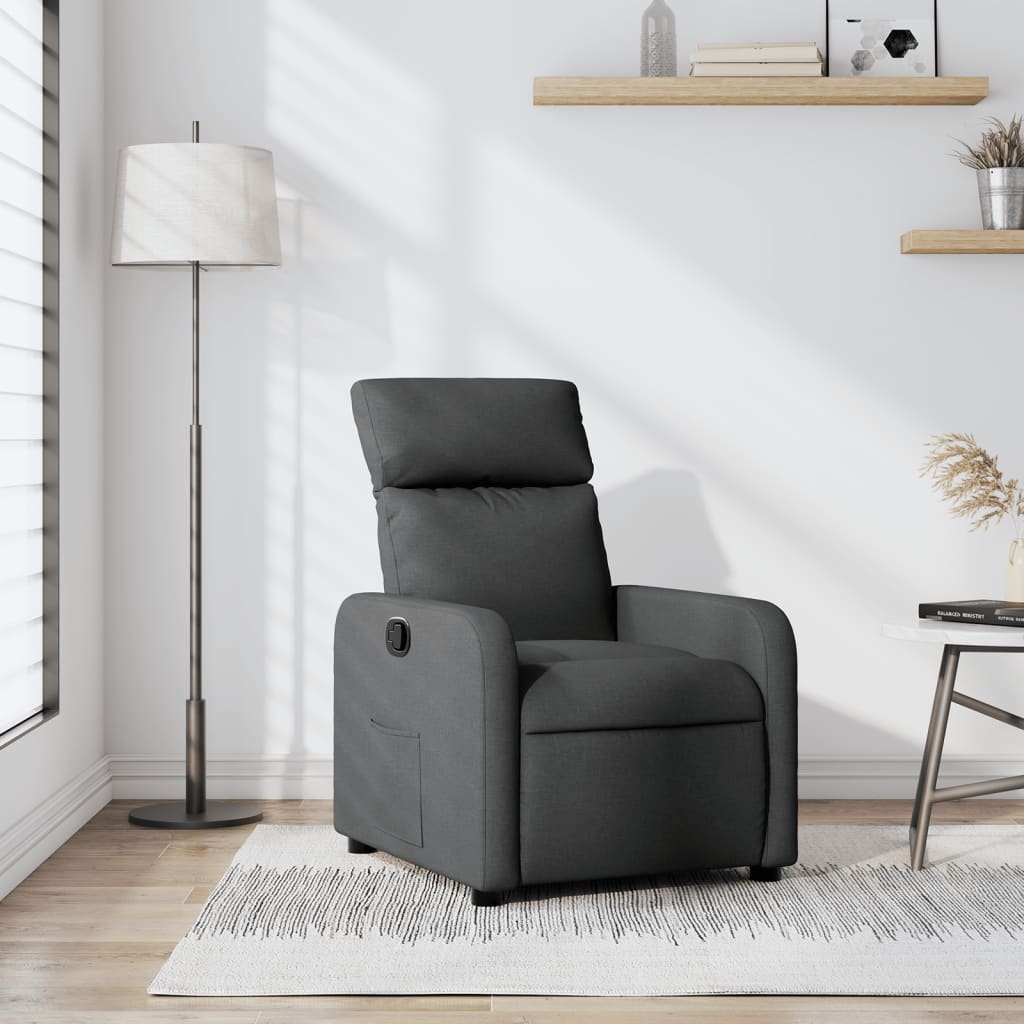 Vidaxl fauteuil verstelbaar stof donkergrijs
