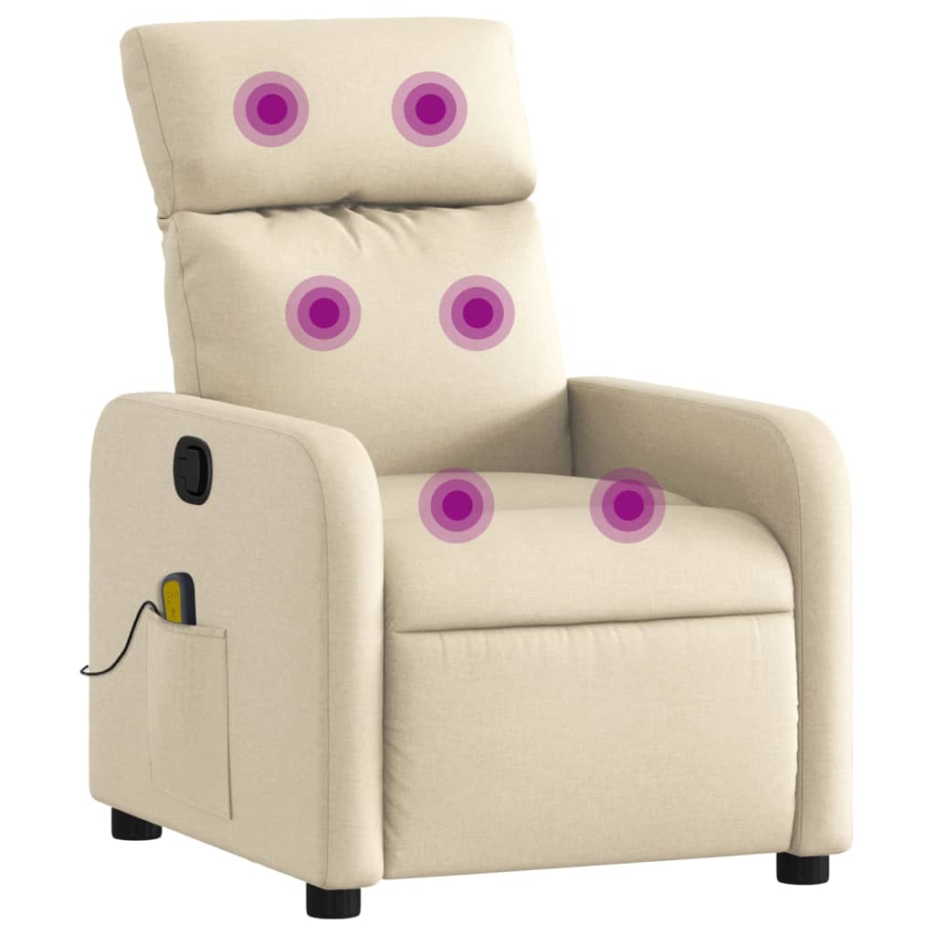 Vidaxl massagestoel verstelbaar stof crèmekleurig