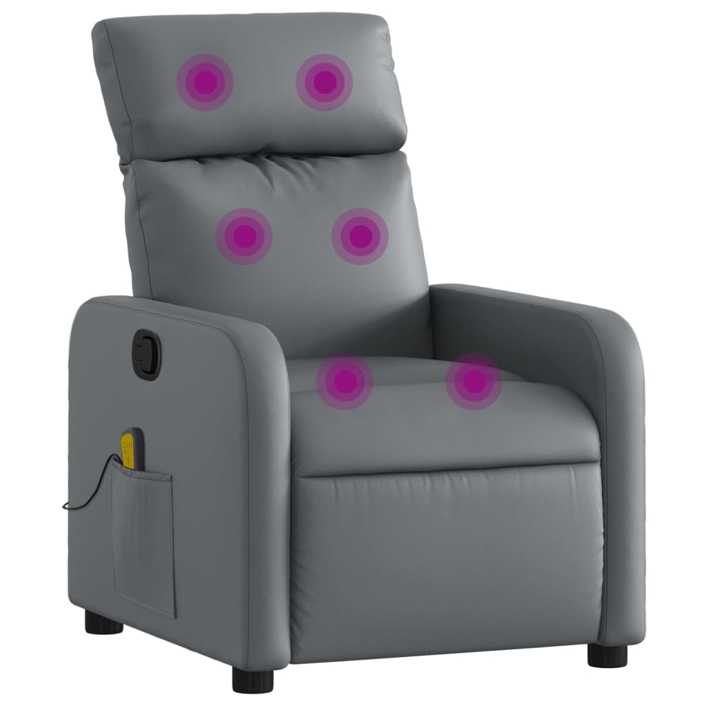 Vidaxl massagestoel verstelbaar kunstleer grijs