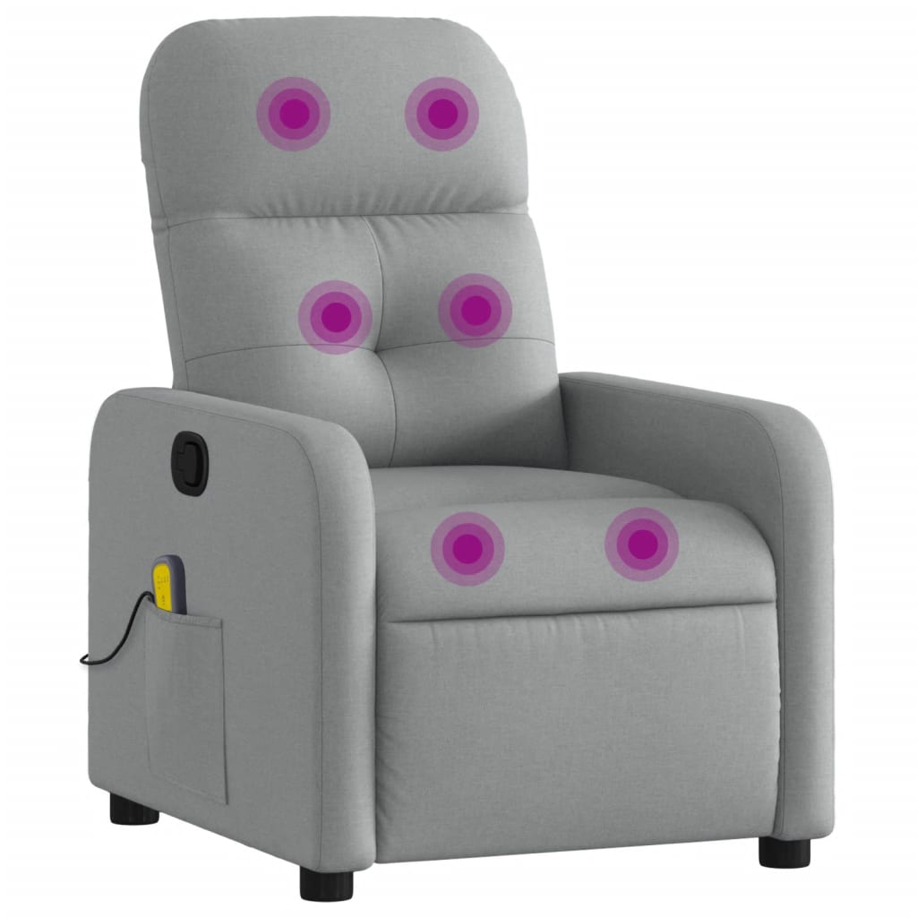 Vidaxl massagestoel verstelbaar stof lichtgrijs