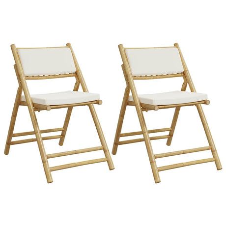 Vidaxl bistrostoelen 2 st inklapbaar met kussens bamboe crèmewit