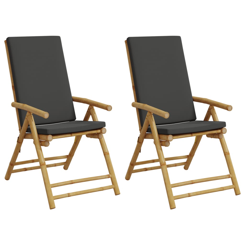 Vidaxl tuinstoelen 2 st inklapbaar met kussens bamboe