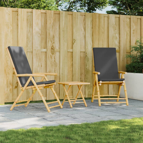 Vidaxl tuinstoelen 2 st inklapbaar met kussens bamboe