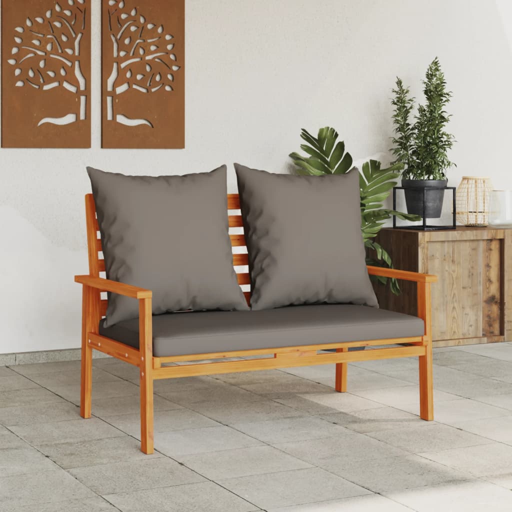 Vidaxl tuinbank met kussen 120 cm massief acaciahout
