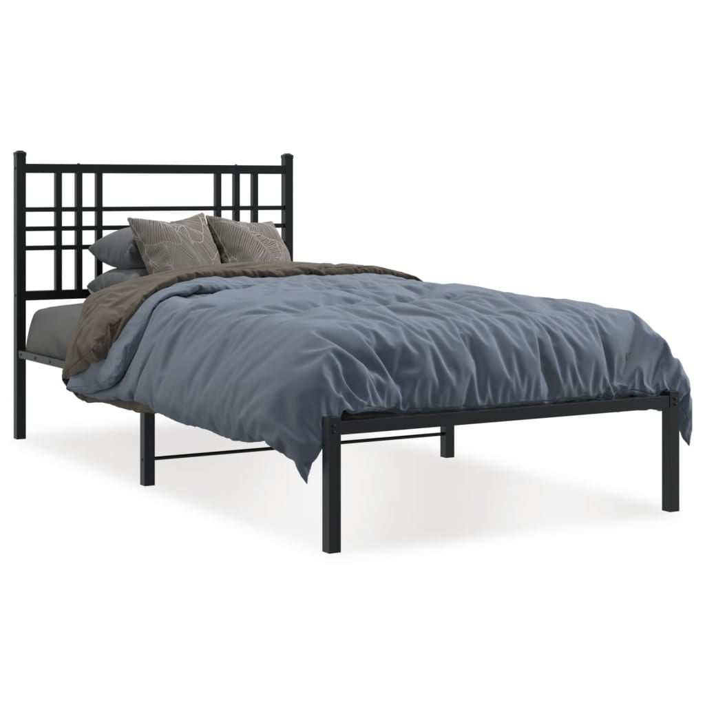 Vidaxl bedframe met hoofdbord metaal zwart 90x190 cm