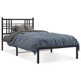 Vidaxl bedframe met hoofdbord metaal zwart 90x190 cm