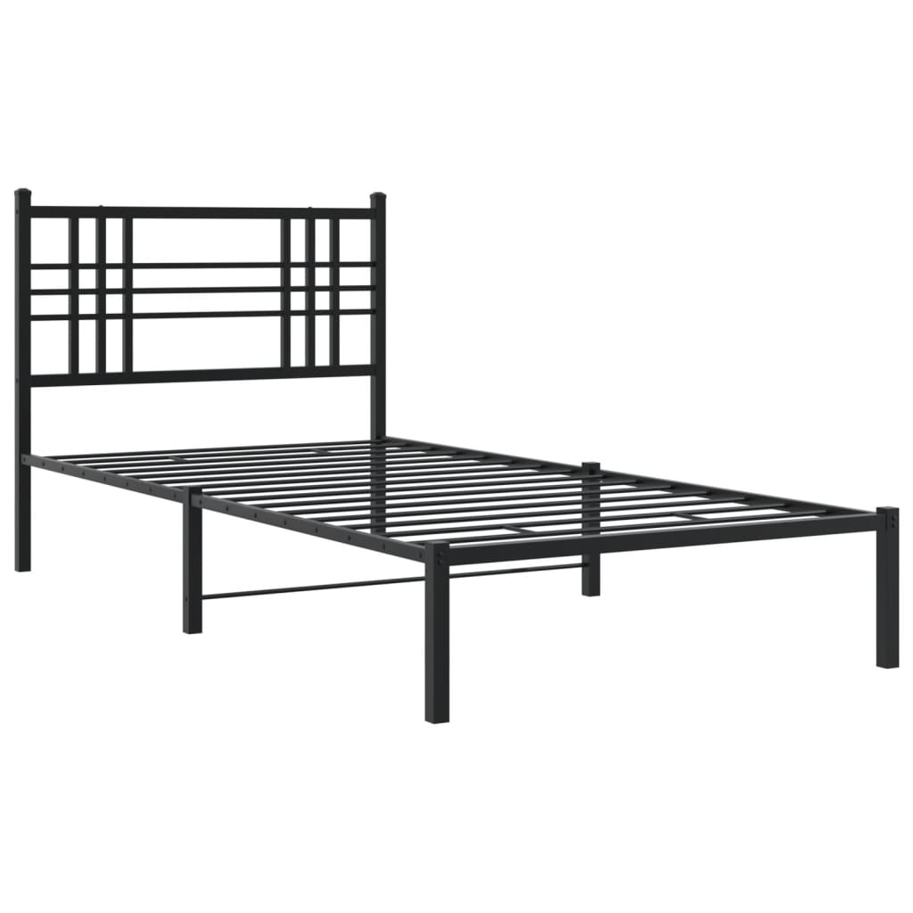 Vidaxl bedframe met hoofdbord metaal zwart 90x190 cm