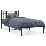 Vidaxl bedframe met hoofdbord metaal zwart 100x190 cm