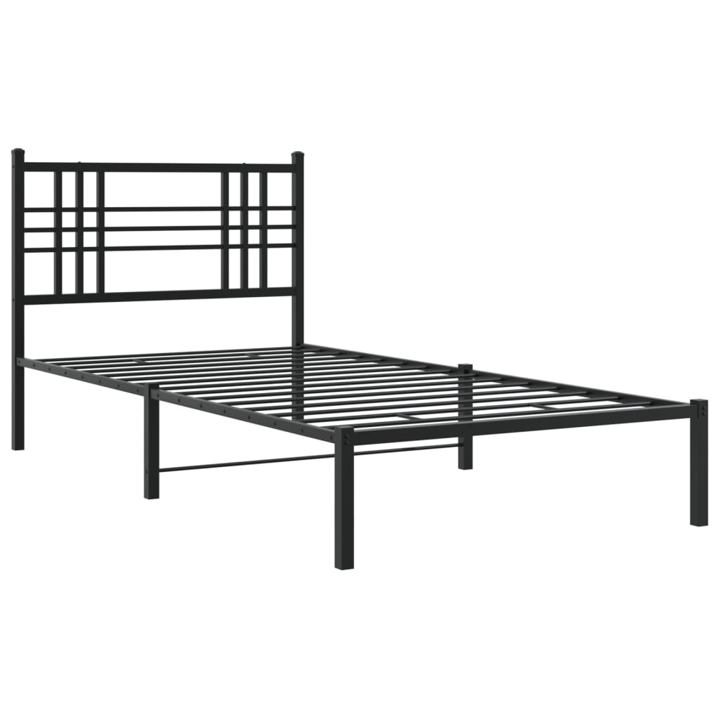 Vidaxl bedframe met hoofdbord metaal zwart 100x190 cm