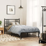 Vidaxl bedframe met hoofdbord metaal zwart 100x190 cm
