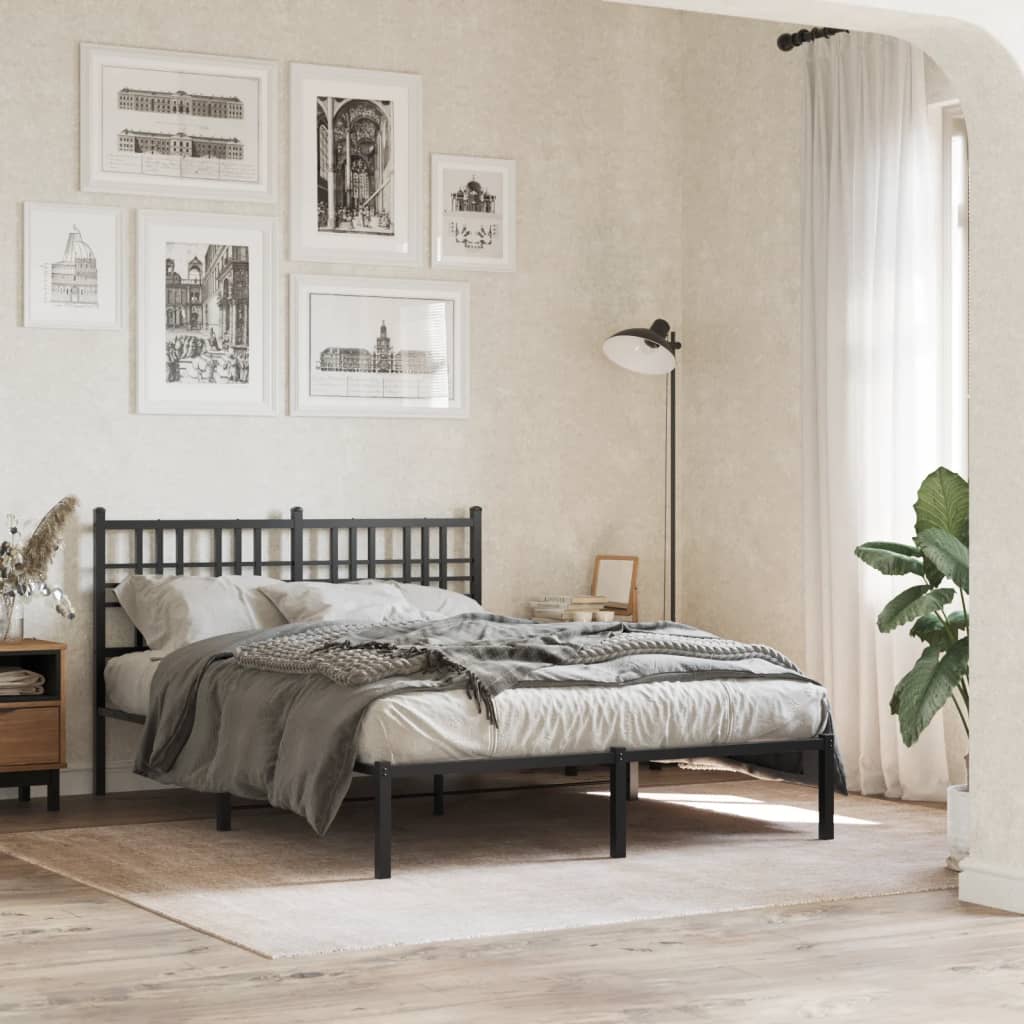 Vidaxl bedframe met hoofdbord metaal zwart 120x190 cm
