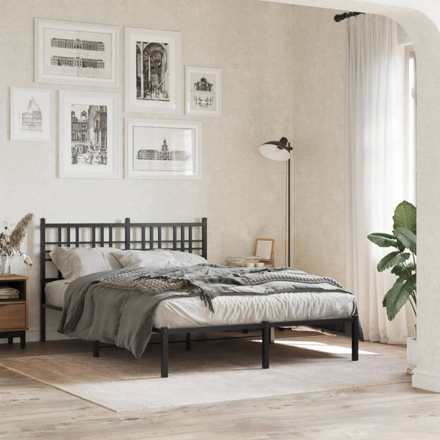Vidaxl bedframe met hoofdbord metaal zwart 120x190 cm