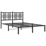 Vidaxl bedframe met hoofdbord metaal zwart 137x190 cm