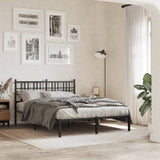 Vidaxl bedframe met hoofdbord metaal zwart 137x190 cm