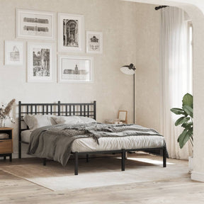 Vidaxl bedframe met hoofdbord metaal zwart 137x190 cm