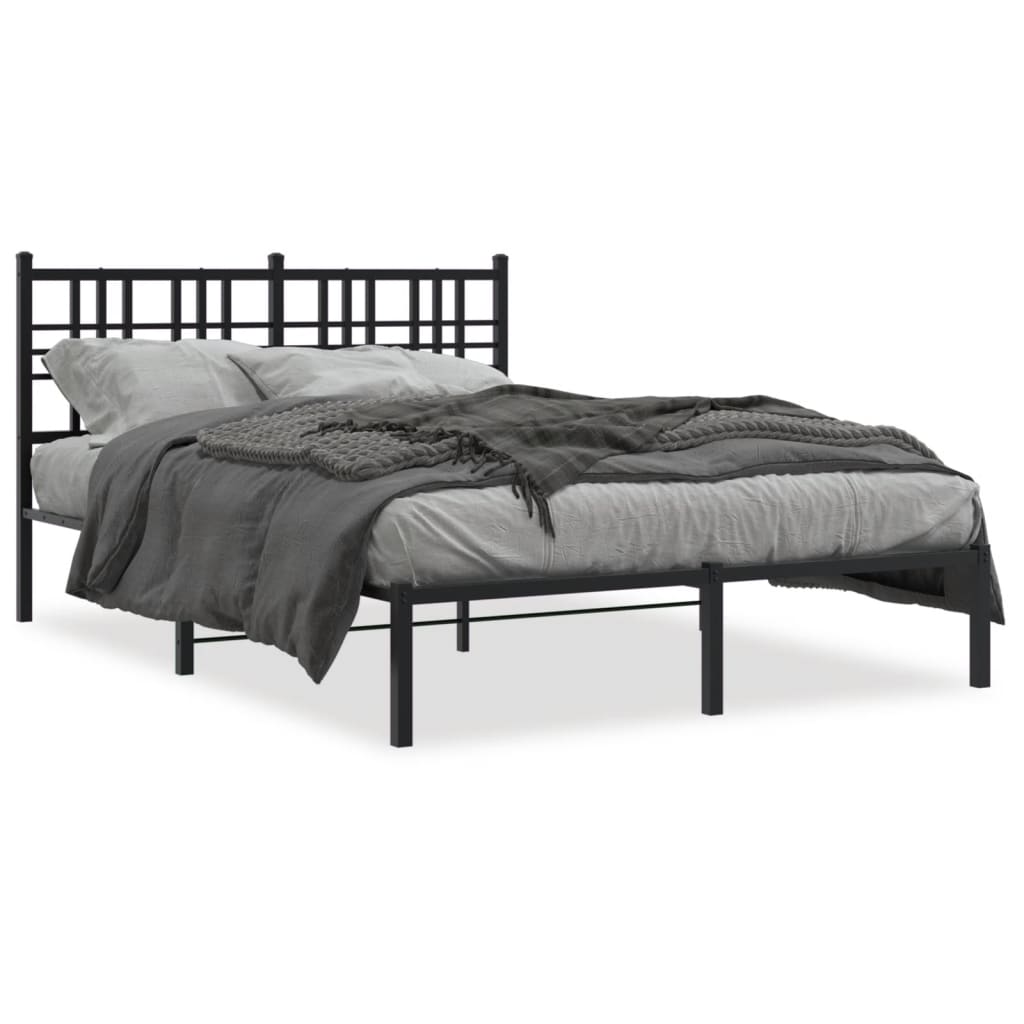 Vidaxl bedframe met hoofdbord metaal zwart 140x190 cm