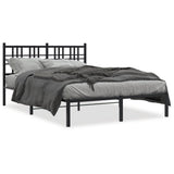 Vidaxl bedframe met hoofdbord metaal zwart 140x190 cm