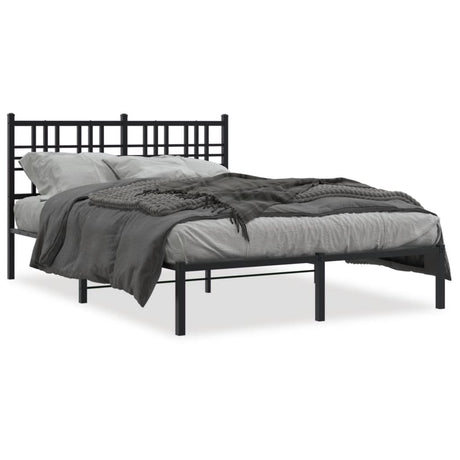 Vidaxl bedframe met hoofdbord metaal zwart 140x190 cm