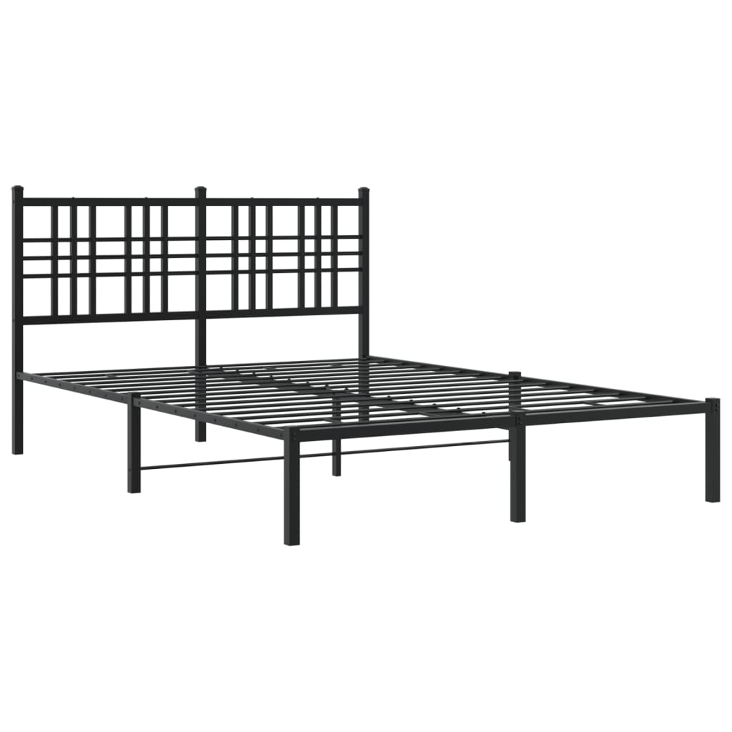 Vidaxl bedframe met hoofdbord metaal zwart 140x190 cm