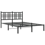 Vidaxl bedframe met hoofdbord metaal zwart 140x190 cm