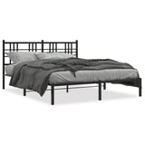 Vidaxl bedframe met hoofdbord metaal zwart 150x200 cm