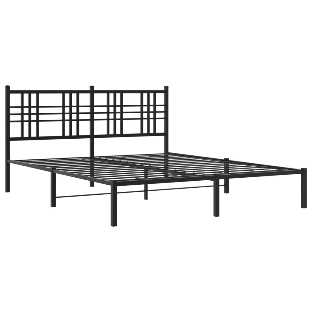 Vidaxl bedframe met hoofdbord metaal zwart 150x200 cm